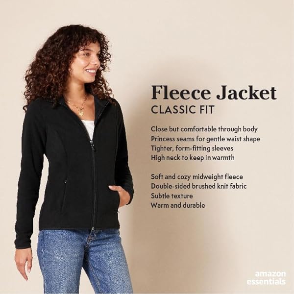 AMAZON ESSENTIALS WOMEN’S CLASSIC-FIT FULL-ZIP POLAR SOFT FLEECE JACKET (AVAILABLE IN PLUS SIZE), LIGHT GREY HEATHER, 5X