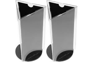 FOMIYES 2Pcs Acrylic Triangular Rotating Table Sign Holders 90X180Mm 3-Sided Menu Display Stands for