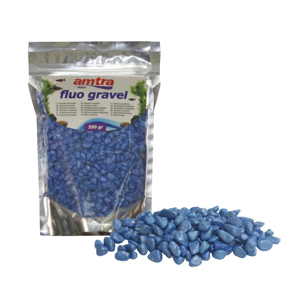 Amtra Fluo Gravel Aquarium Fish Tank Decoration Ceramic Gravel for Freshwater and Saltwater Aquarium Powder Free Blue 350G