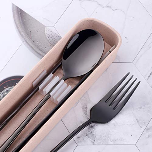 Do Buy 3 PCS Outdoor Flatware Set Fork Spoon Chopsticks/Travel Flatware Set with a Case - Thumbnail 4