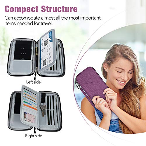 Vemingo Family Passport Holder with Accordion Design RFID Blocking Travel Wallet Ticket Holder
