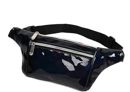 black holographic fanny pack