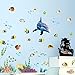 Ocean Wall Stickers for Under The Sea Theme Cute Fish Blue Dolphin Seagrass Coral Wall Mural Multicolored for Nursery Kids Room (Under The Sea)