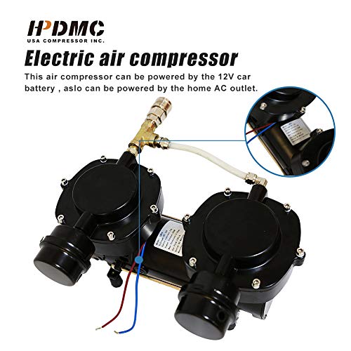 HPDMC 12V 160W Oilless Diaphragm Pump, Hookah Dive System Compressor, Third Lung Serface Air