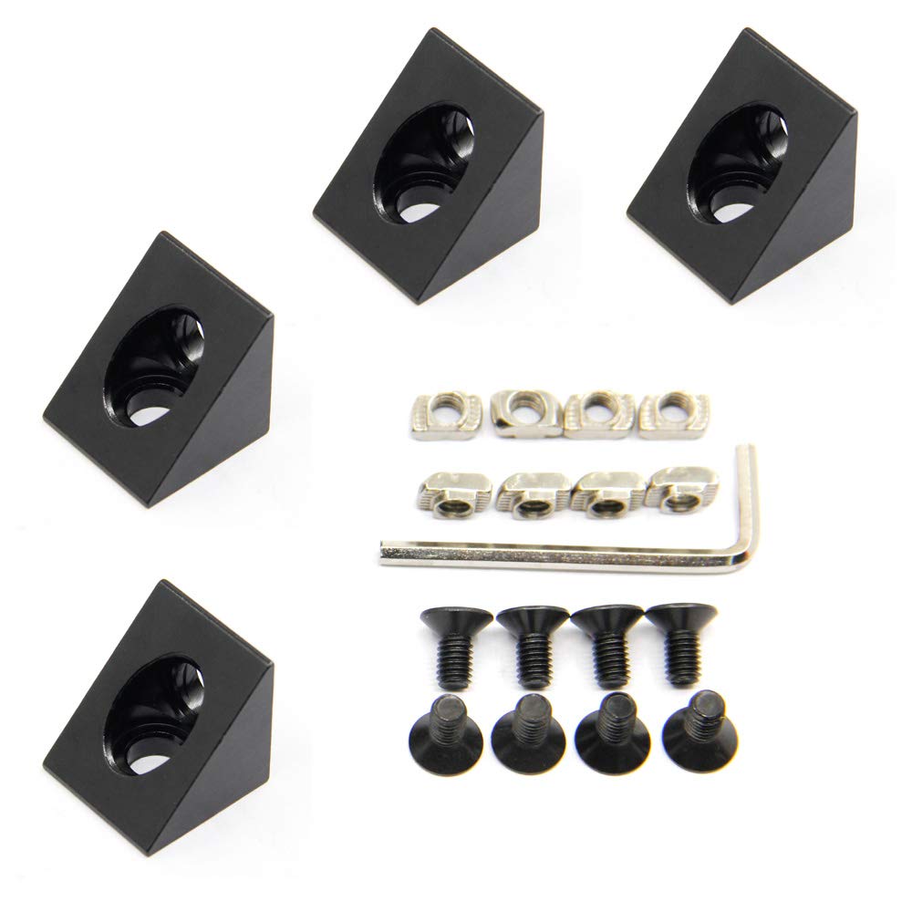 Zeberoxyz 4PCS Black Angle Sharp Corner Bracket Connector with Screws 2020Series for Slot 6mm Aluminum Extrusion Profile Accessories (4pcs Sharp Corner) — image 1