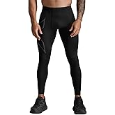 2XU Men's Ignition Shield Compression Tights - Powerful Support & Warmth - Black/Black Reflective