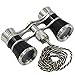 OPO Opera Theater Horse Racing Glasses Binocular Telescope Chain Necklace (Black with Silver Trim) 3X25