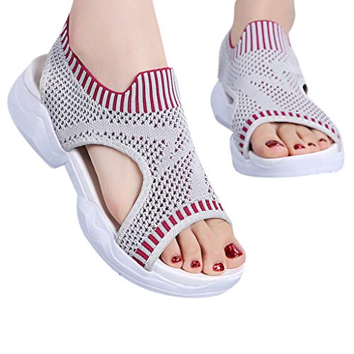 Londony Women's Athletic Walking Shoes Casual Mesh-Comfortable Work Sneakers Lightweight Mesh Slip on Sneakers Gray