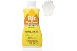 CRAFT COUNTY Rit DyeMore 7 Oz. Synthetic Liquid Fiber Dye Single Pack with Plastic Gloves for Clothing, Décor, and Crafts – Daffodil Yellow
