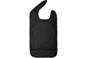 Betty Dain Adult Bib, Washable, Waterproof Clothing Protector with Crumb Catcher, Black