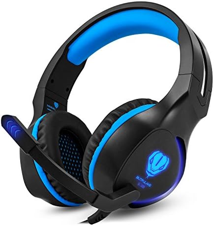 Gaming Headset, Led Light GM-1 Headphone for PS4 PSP Xbox one Tablet iPhone Ipad Samsung Smartphone, with Adapter Cable for PC (SL-100 blue)