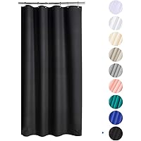 Plastic Shower Curtain, 36"W x 72"H EVA 8G Shower Curtain with Heavy Duty Clear Stones and 6 Rust-Resistant Grommet Holes, Waterproof Thick Bathroom Plastic Shower Curtains without Chemical Odor-Black