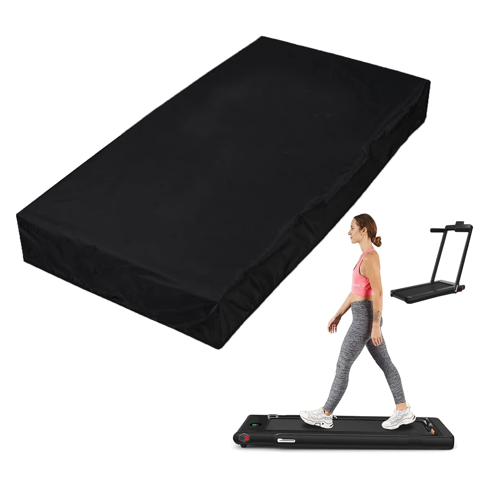 Under Desk Treadmill Cover, Waterproof and Dustproof Walking Pad Cover Fit for 48"-56" Inch Portable Folding Treadmills Home & Office UV Protection Walking Pad Treadmill Covers (Black)-55" Lx28 Wx6 H