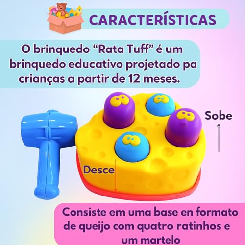 Brinquedo Educativo Para Bebe Ratta Tuff Bate Bate Martelinho Didatico Brinquedo Criança 1 ano de Idade