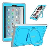 Fintie Case for All-New Amazon Fire HD 10 Tablet (7th Gen 2017) - [Tuatara Magic Ring] [360 Rotating] Multi-Functional Grip Stand Shockproof Protective Carry Cover w/Built-in Screen Protector, Blue
