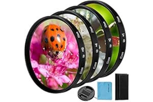 X-SWEETDREAM 58mm Close-up Filter Kit 4 Pieces(+1,+2,+4,+10) Macro Filter Accessory Close-up Lens Filter Kit Set with Lens Filter Pouch for Canon Nikon Sony Pentax Olympus Fuji DSLR Camera+Lens Cap