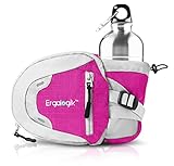 ErgaLogik Day Trekker - Hiking Waist Pack with Water Bottle (Not Included) Holder - Fanny Pack - Dog Walking - Running Belt Bag Pouch Fanny Pack for Hiking Running Cycling Camping Travel (Pink)