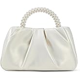 BEGONICA White Pearl Purse Shoulder Bag Women Soft Leather Evening Clutch Bag Wedding Prom Crossbody Bag Small Chic