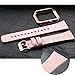 bayite Leather Bands with Frame for Fitbit Blaze Genuine Leather Straps Replacement for Fitbit Blaze Smart Fitness Watch Women Men Pink