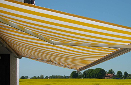 Elektrische Kassettenmarkise T124, Markise Vollkassette 5x3m - Polyester Gelb/Weiß – Bild 3