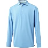 DTWOOO Men's Designed Solid Long-Sleeve Collared Golf Polo Shirts | Casual Solid Dry Fit High Performance Men's Long-Sleeve Golf Polo Shirt