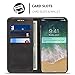 FLY HAWK iPhone 8, 5.8 inches, PU Leather Wallet Phone Case iPhone Case with Card Holder Kickstand Protective Flip Cover Black Cover