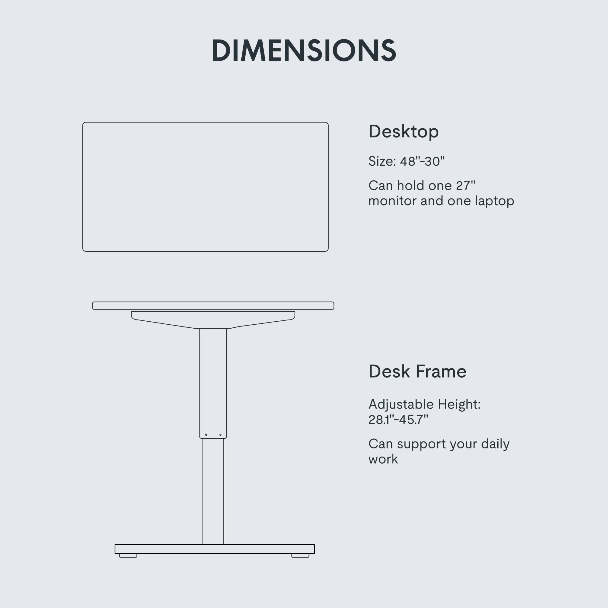 FLEXISPOT EN1 One-Piece Standing Desk 48 x 30 Inch Desktop Adjustable Height Electric Desk for Home Office and Computer Workstation (White Frame + White Top, 2 Packages)