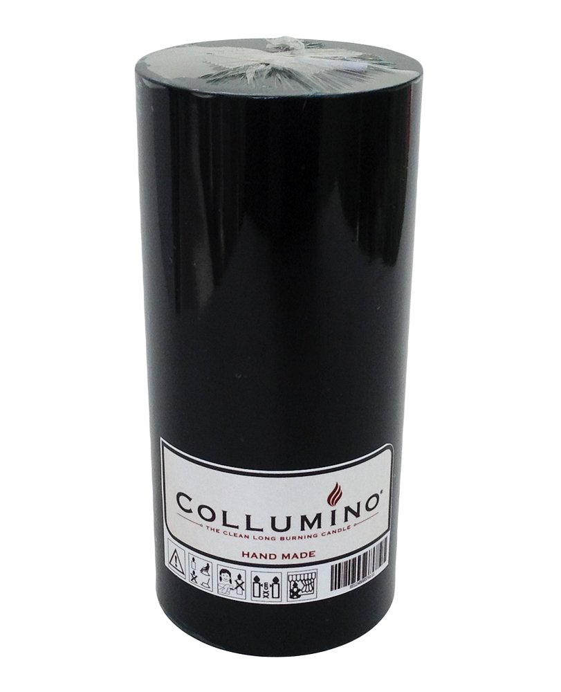 Collumino Large Solid Black Colour Pillar Candle 110 Hours Size 15 x 7 cm