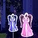 Solar Powered Frosty Fairy Angel Lights Color Changing Stakes for Christmas Thanksgiving Garden Decoration Outdoor Lawn Yard Figurine Cemetery Memorial Grave Patio Backyard Decor (2 Pack)