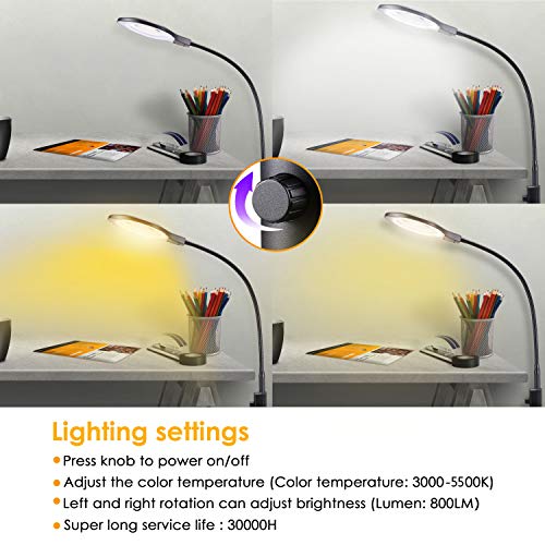 Joypea 2X-4X LED Magnifying Floor Lamp,Height Adjustable Gooseneck Standing Light,Adjustable Color Temperature 3000K-5500K,Perfect for Reading,Task Crafts- Black