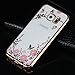 [Secret Garden] HAOTP(TM) Beauty Luxury Butterfly Floral Flower Diamonds Shiny Plating Frame Plating Bumper Soft Flexible TPU Transparent Skin Case for Samsung Galaxy NOTE 5-Swarovski (Gold/Pink)