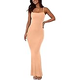 REORIA Women's Basic Sexy Lounge Slip Long Dress Elegant Sleeveless Backless Ribbed Bodycon Maxi Dresses