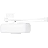 BRINKS Commercial - Light Duty Residential Door Closer, White Finish - Size 1 with a 180-Degree Opening Range and Adjustable Closing Speed