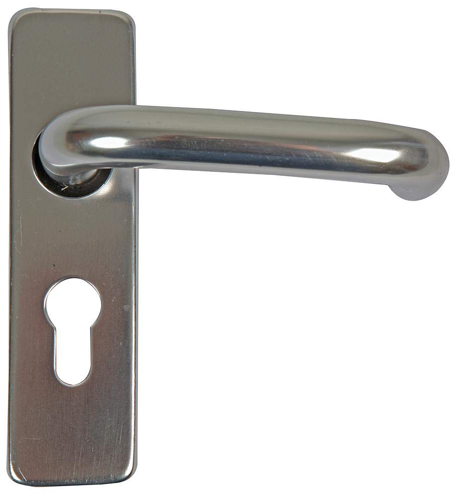 Duratool D02105 Round Bar Lever Latch Euro Lock Door Handles, Pair Aluminium