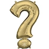 Anagram 44647 Symbol ? Question Mark Foil Mylar Party Balloon, 34", White Gold, Pack of 1
