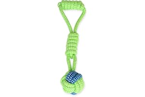 Sunglow Dog Toy Interactive Chewing Rope Ball Toys Natural Cotton Washable Durable Tug of War for Small Medium Dogs Puppies Training Playing Teeth Cleaning (Drop Ball)