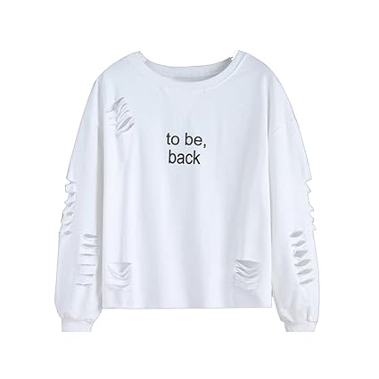 Ulanda Damen Frauen Teenager Mädchen Sweatshirt Loch Bluse Sweater Langarm Pulli Sprüche Pullover Sport Hoodies Top Jumper Ob