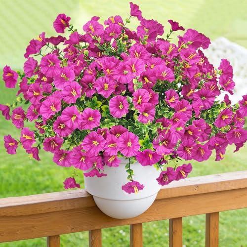 TINA Artificial Flowers Like Real 9 Bundles Artificial Flowers Balcony Plants Outdoor Weatherproof Fake Bouquet UV-Resistant Spring Decoration Fake Flowers Decoration Spring for Indoor Outdoor Balcony