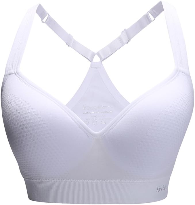 FaceRain Women's Sports Bra Wirefree Molded Cup Activewear Adjustable Strap Seamless Workout Gym Yoga Bra White/M