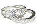 EEJ His and Hers Sterling Silver Wedding Ring Set 3 Piece 925 Sterling Silver & Titanium Cz Cubic Zirconia Wedding Ring Set