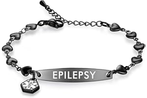 mnmoom Fashion Heart medical alert bracelets For Women Allergic to Penicillin bracelet 6.5-8 inch Adjustable