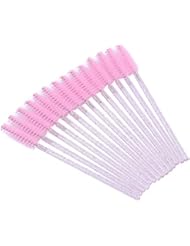 100 Disposable Eyelash Brush Mascara Wands Spoolies for Eye Lashes Extension Eyebrow and Makeup Pink