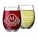 The Wedding Party Store Monogrammed Stemless Wine Glass - Personalized Engraved Bridesmaid Maid of Honor Wedding Party Gift