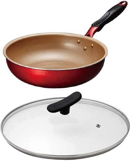 Amazon セット買い 炒め鍋 28cm ワインレッド A エバークック 鍋蓋 ガラスふた フライパン 炒め鍋用 28cm フライパン オンライン通販