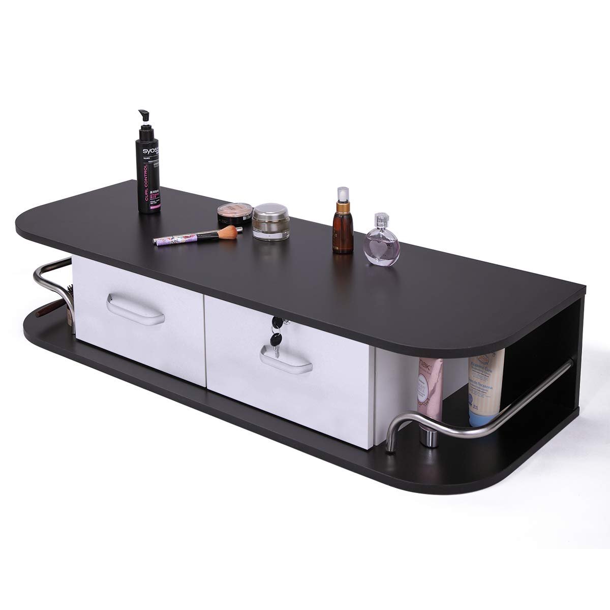 JAXPETY Classic Salon Wall Mount Styling Station Barber Beauty Salon Spa Locking Cabinet (Black+ White): Beauty