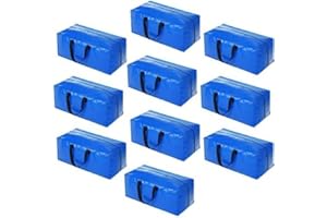 ACNUSIK 10 Pack Heavy Duty Extra Large Moving Bags Storage Tote - Strong Handles& Backpack Straps - Space Saving Storage Bags Alternative to Moving Boxes and Bins,Compatible with Ikea Frakta Cart, Blue
