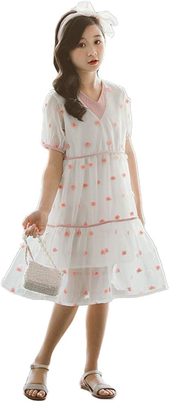 Amazon Jpバレンタインデー 子供服 ワンピース ドレス ガールズ 子供ドレス Vネック 半袖 女児ワンピース 学生感 綿麻 通気性 発表会 入学式 フォーマル 普段着 韓国ファッション ワンピース チュニック 通販