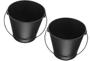 BEBEMOKO 2pcs Grill Drip Grease Buckets Oil Canister Set Black 8x10.5x12cm for Barbecue Fire Pits Fat