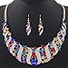 Yuhuan Spiral Metal Shining Crystal Jewelry Set Statement Necklace and Drop Earrings