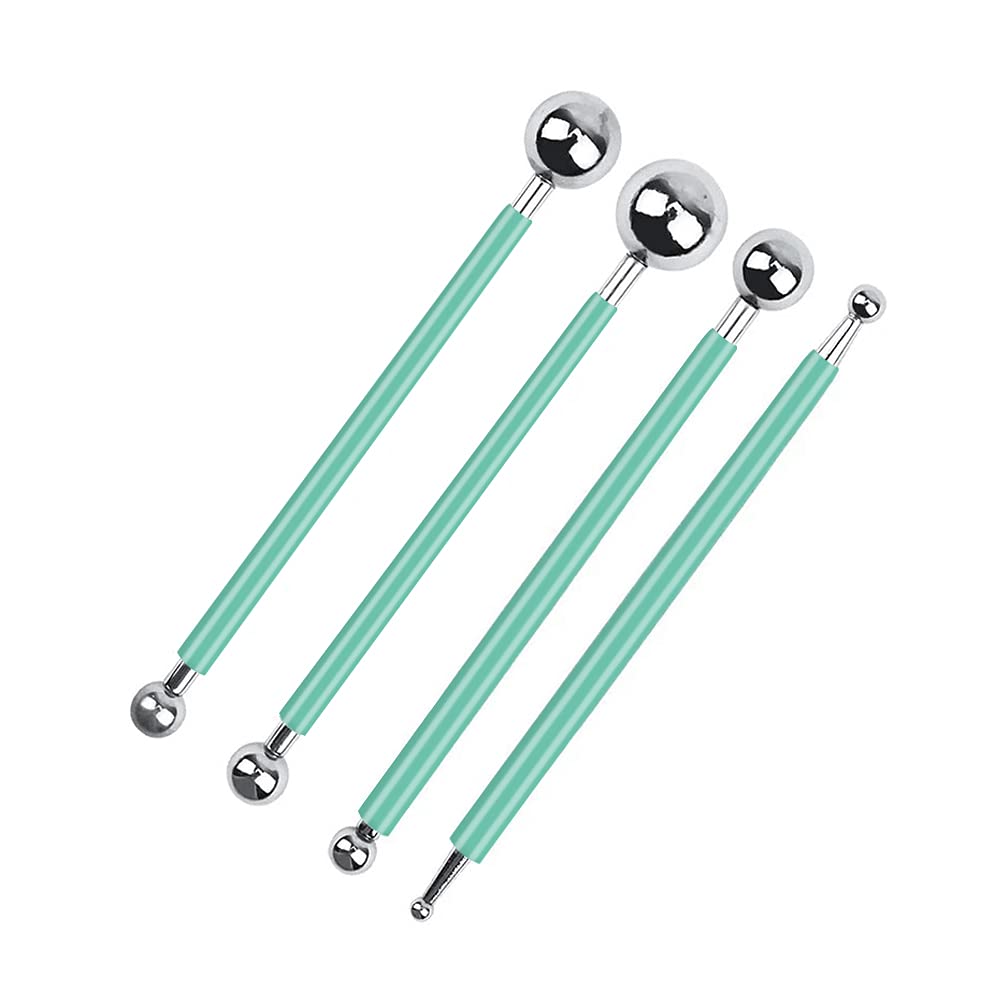Photo 1 of 4 x Fondant Cake Decorating Clay Flower Sugarcraft Ball Model DIY Tool 8 Sizes (Green)
